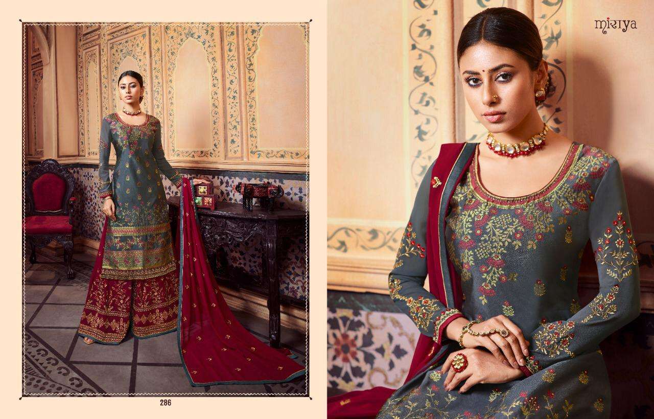 MIRAYA VOL-11 BY AARAV TRENDZ  282 to 286 SERIES DESIGNER SHARARA SUITS COLLECTION BEAUTIFUL STYLISH COLORFUL FANCY PARTY WEAR & OCCASIONAL WEAR MEENAKARI JACQUARD WITH  WORK & HANDWORK DRESSES AT WHOLESALE PRICE