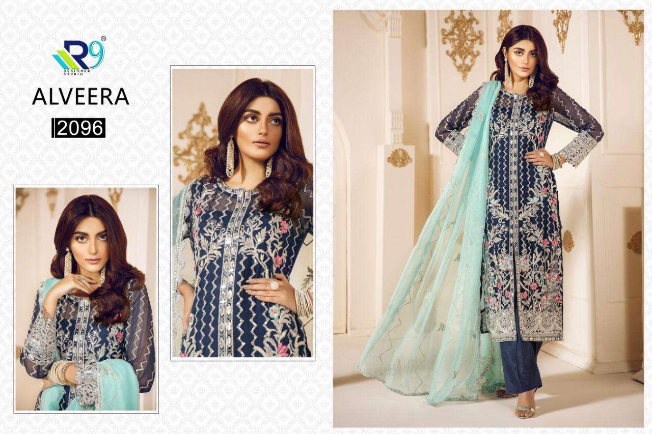 ALVEERA BY R9 2095 TO 2099 SERIES BEAUTIFUL PAKISTANI SUITS COLORFUL STYLISH FANCY CASUAL WEAR & ETHNIC WEAR NET WITH EMBROIDERY DRESSES AT WHOLESALE PRICE