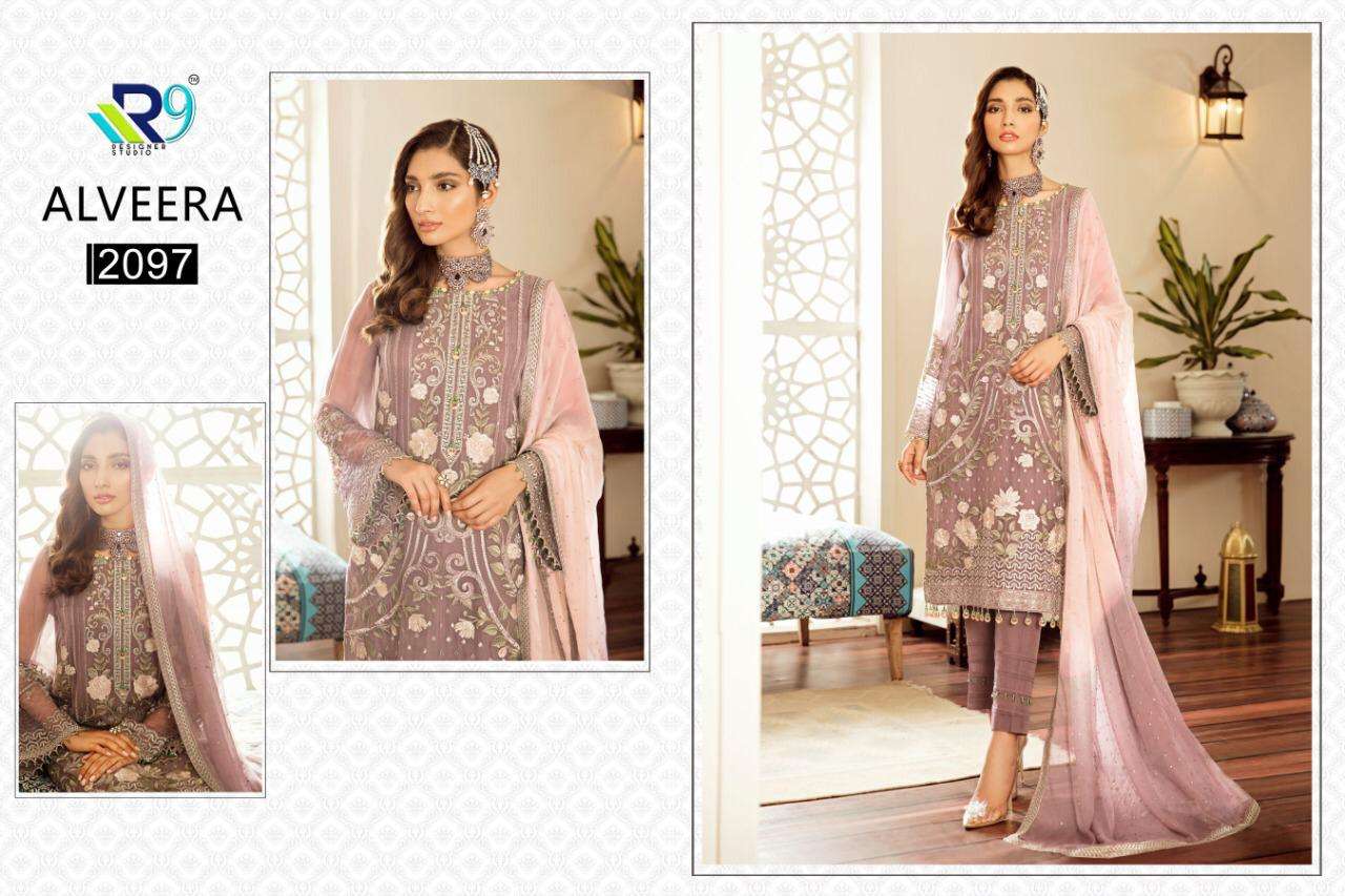 ALVEERA BY R9 2095 TO 2099 SERIES BEAUTIFUL PAKISTANI SUITS COLORFUL STYLISH FANCY CASUAL WEAR & ETHNIC WEAR NET WITH EMBROIDERY DRESSES AT WHOLESALE PRICE
