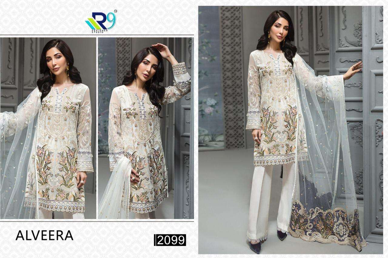 ALVEERA BY R9 2095 TO 2099 SERIES BEAUTIFUL PAKISTANI SUITS COLORFUL STYLISH FANCY CASUAL WEAR & ETHNIC WEAR NET WITH EMBROIDERY DRESSES AT WHOLESALE PRICE