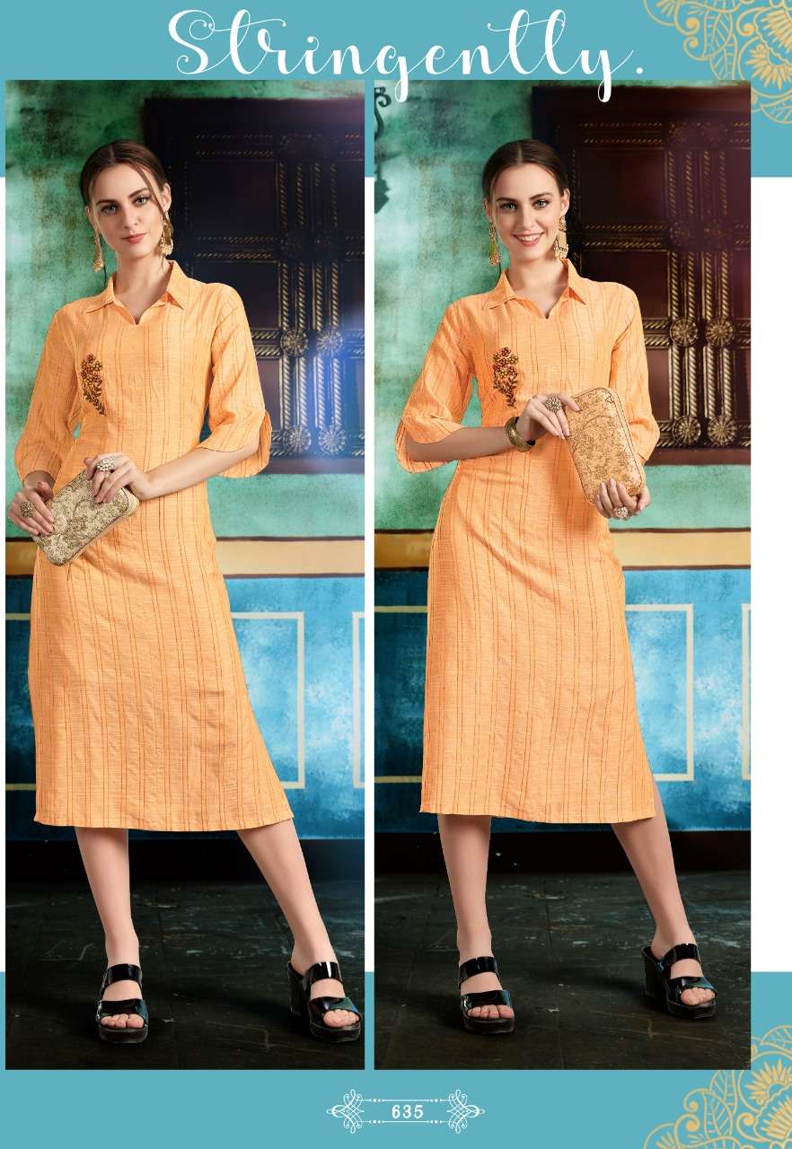 RUBAROO BY DHANYAWAD 631 TO 635 SERIES BEAUTIFUL COLORFUL STYLISH FANCY CASUAL WEAR & ETHNIC WEAR & READY TO WEAR SILK RAYON WITH HANDWORK KURTIS AT WHOLESALE PRICE