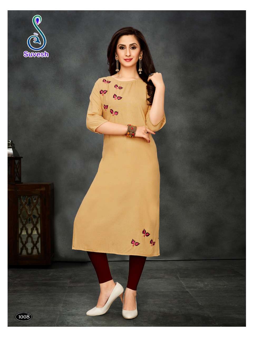 S10 BY SUVESH 1001 TO 1010 SERIES BEAUTIFUL COLORFUL STYLISH FANCY CASUAL WEAR & ETHNIC WEAR & READY TO WEAR COTTON SLUB WITH EMBROIDERY KURTIS AT WHOLESALE PRICE