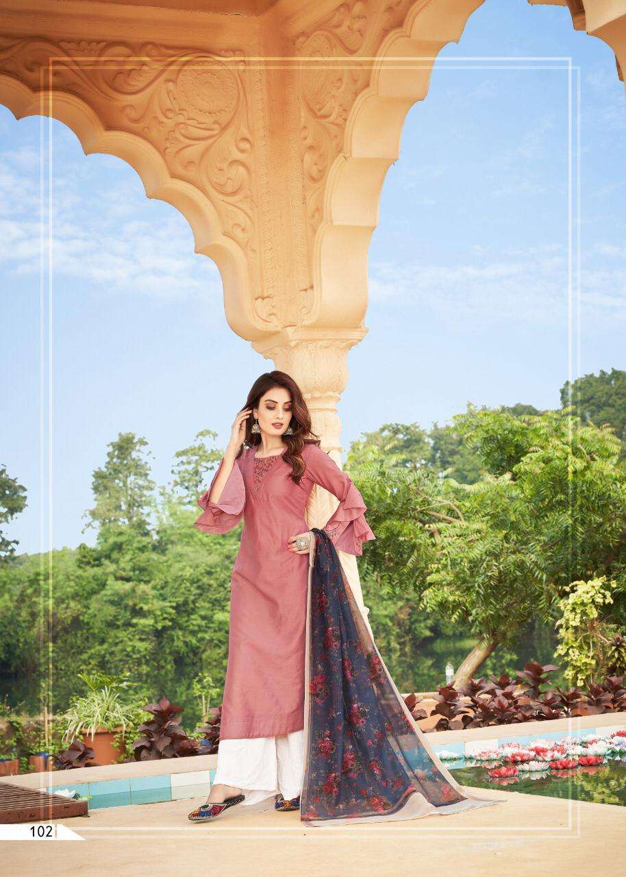 ZOYA VOL-3 BY VIVILS PRINT 101 TO 105 SERIES BEAUTIFUL COLORFUL STYLISH FANCY CASUAL WEAR & ETHNIC WEAR & READY TO WEAR PURE VISCOSE MUSLIN COTTON LINING KURTIS AT WHOLESALE PRICE