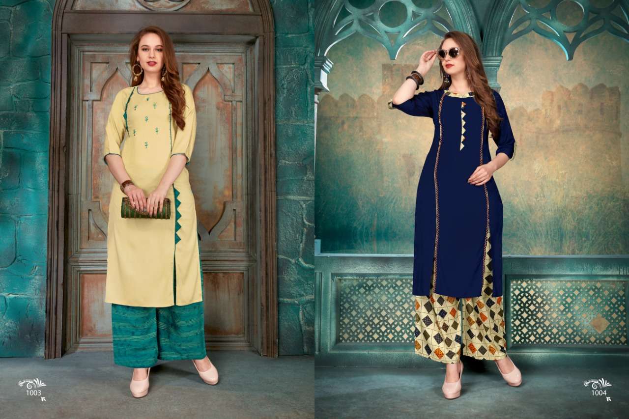 SAHELI BY VRUNDA TEX 1001 TO 1006 SERIES BEAUTIFUL COLORFUL STYLISH FANCY CASUAL WEAR & ETHNIC WEAR & READY TO WEAR HEAVY RAYON 14 KG KURTIS AT WHOLESALE PRICE