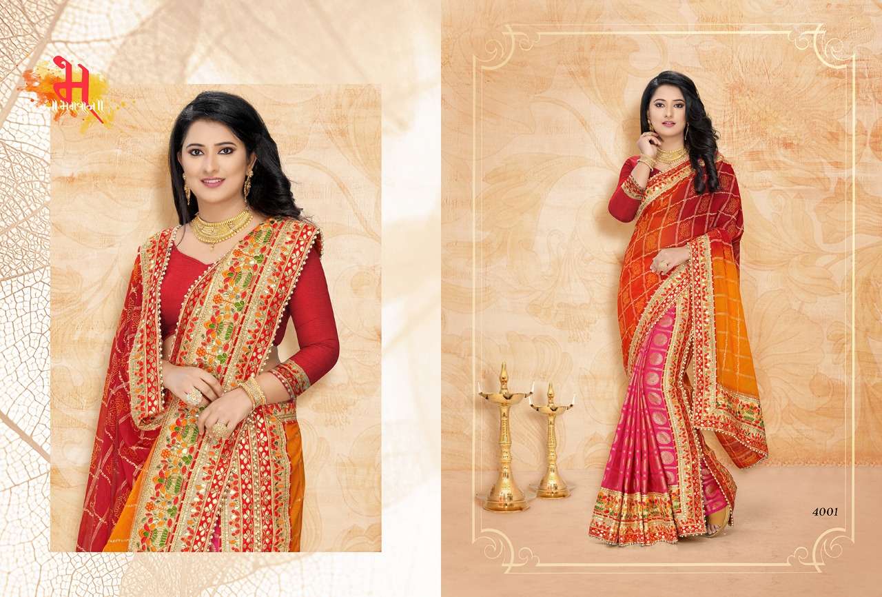 SANKALP BY JALNIDHI 4001 TO 4008 SERIES INDIAN BEAUTIFUL TRADITIONAL WEAR COLLECTION COLORFUL STYLISH PARTY WEAR & OCCASIONAL WEAR GEORGETTE WITH HEAVY SKIRT SAREES AT WHOLESALE PRICE