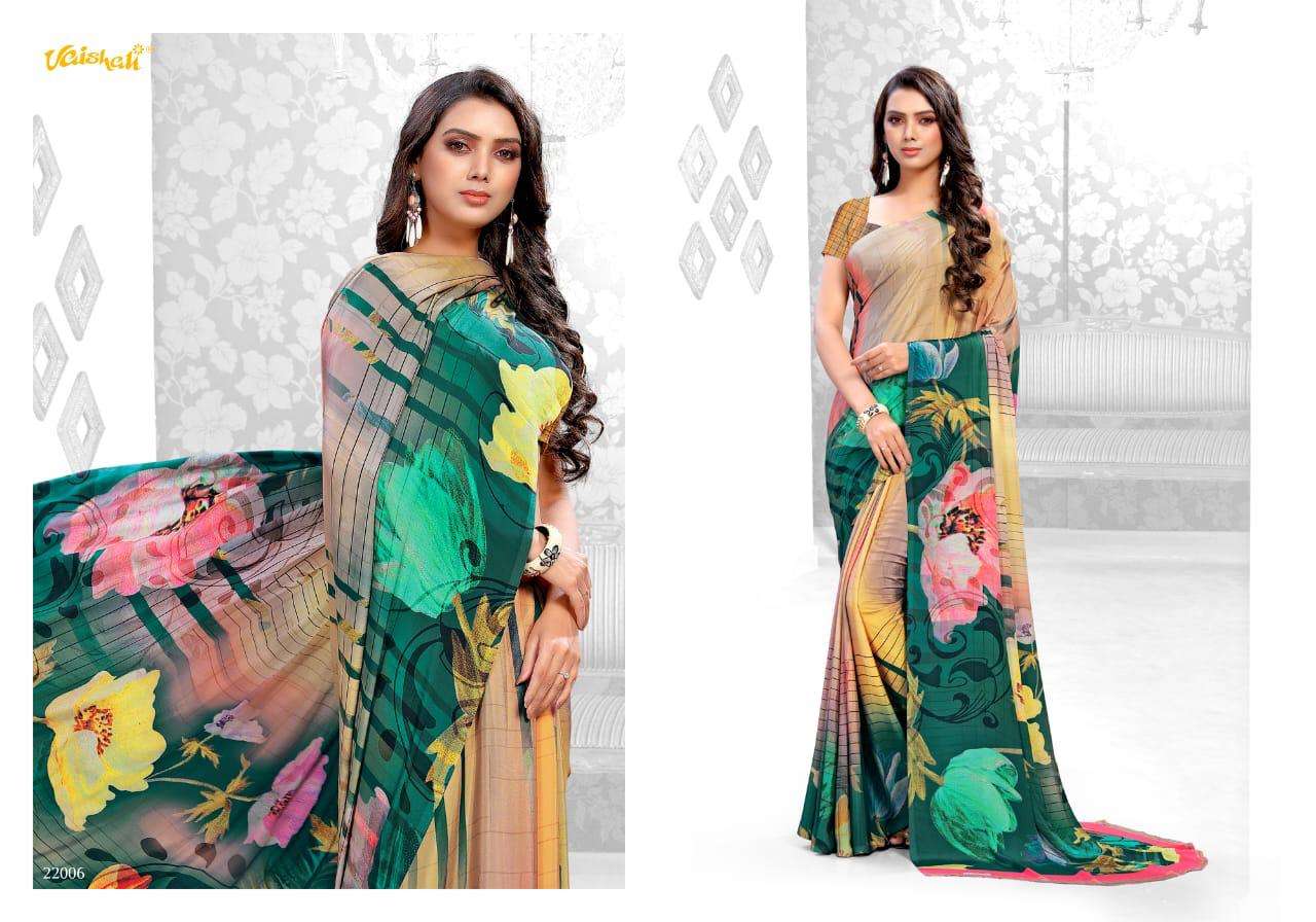 MAYRAA CRAPE VOL-12 BY VAISHALI FASHION 22001 TO 22017 SERIES INDIAN TRADITIONAL WEAR COLLECTION BEAUTIFUL STYLISH FANCY COLORFUL PARTY WEAR & OCCASIONAL WEAR DIGITAL CRAPE PRINTED SAREES AT WHOLESALE PRICE