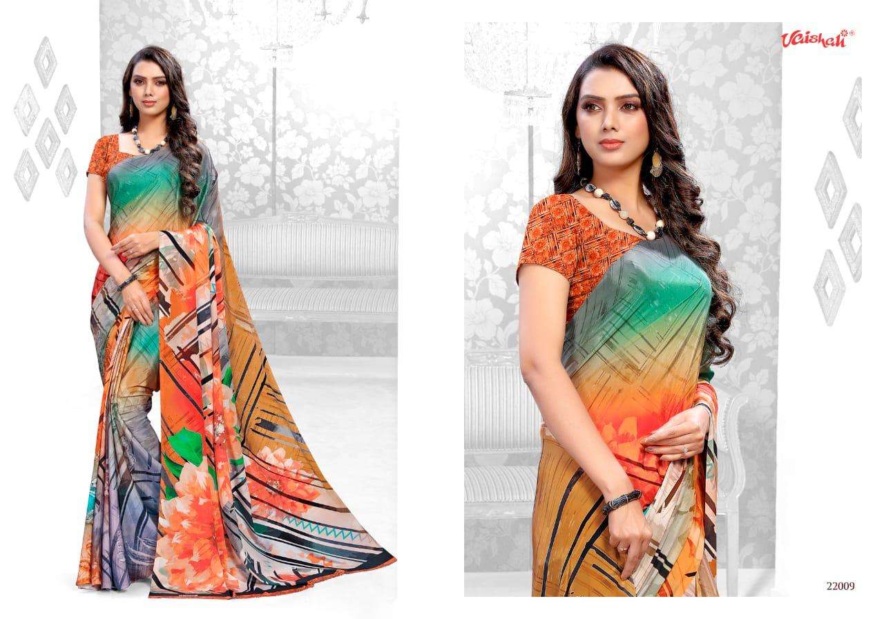 MAYRAA CRAPE VOL-12 BY VAISHALI FASHION 22001 TO 22017 SERIES INDIAN TRADITIONAL WEAR COLLECTION BEAUTIFUL STYLISH FANCY COLORFUL PARTY WEAR & OCCASIONAL WEAR DIGITAL CRAPE PRINTED SAREES AT WHOLESALE PRICE