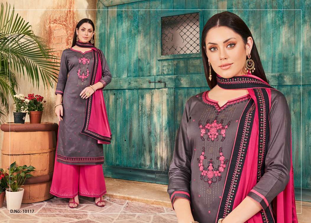 POSHAK VOL-3 BY RAMAIYA 10111 TO 10118 SERIES BEAUTIFUL STYLISH SHARARA SUITS FANCY COLORFUL CASUAL WEAR & ETHNIC WEAR & READY TO WEAR JAM SILK WITH SWARVOSKI DIAMOND WORK DRESSES AT WHOLESALE PRICE