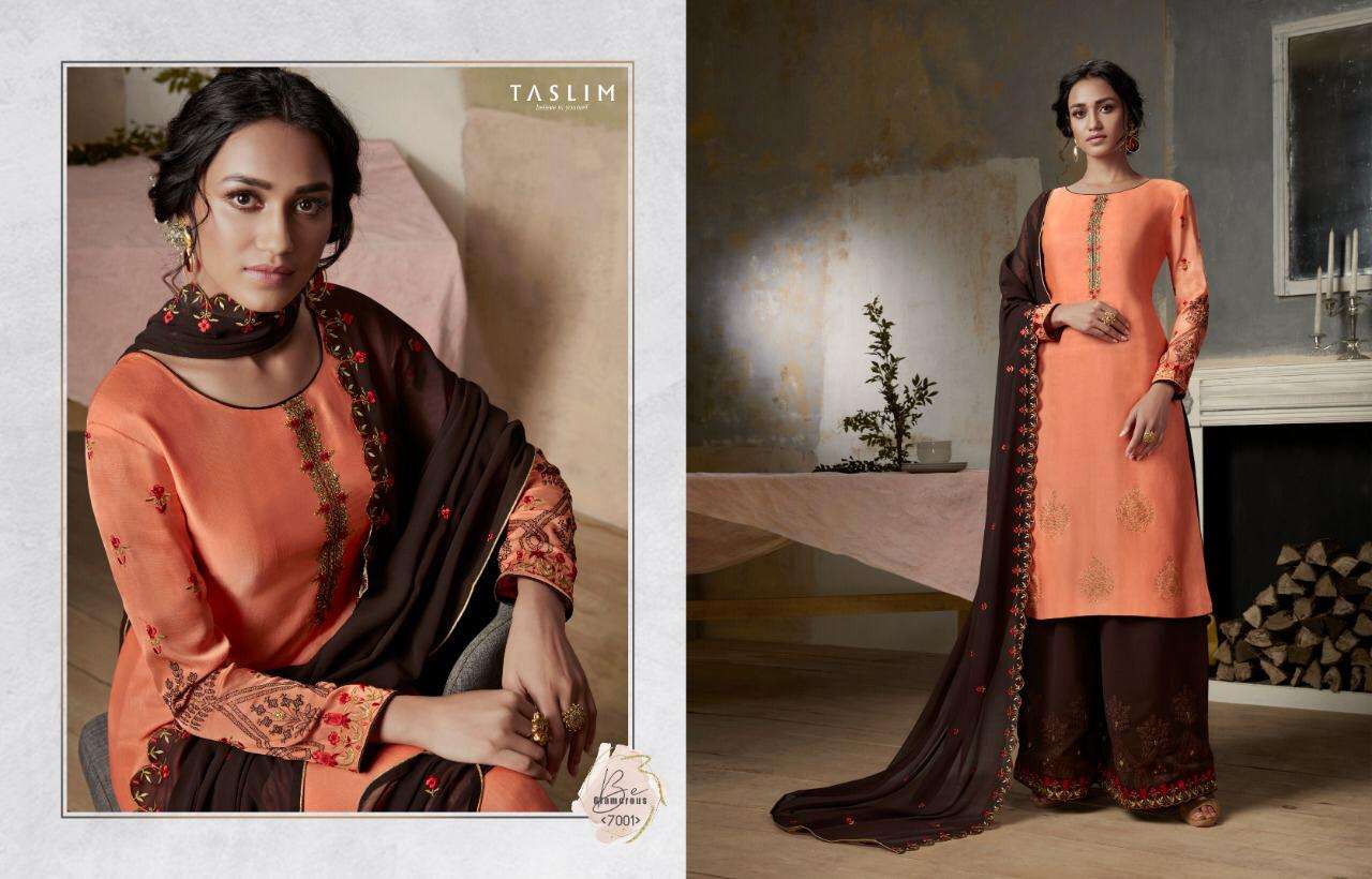 TASLIM GOLD BY TASLIM 7001 TO 7005 SERIES BEAUTIFUL STYLISH SHARARA SUITS FANCY COLORFUL CASUAL WEAR & ETHNIC WEAR & READY TO WEAR REAL GEORGETTE WITH SWARVOSKI DIAMOND WORK DRESSES AT WHOLESALE PRICE