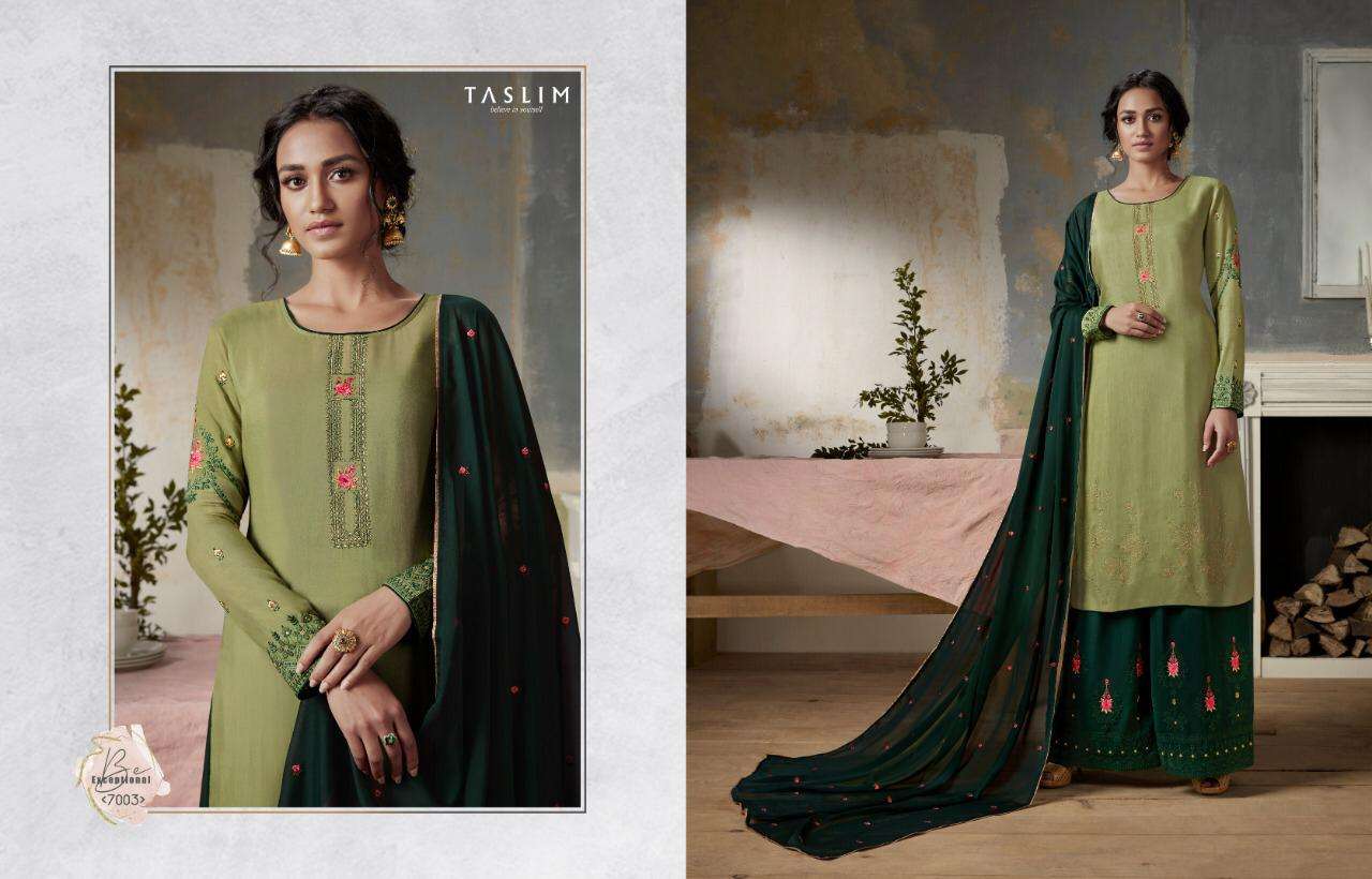 TASLIM GOLD BY TASLIM 7001 TO 7005 SERIES BEAUTIFUL STYLISH SHARARA SUITS FANCY COLORFUL CASUAL WEAR & ETHNIC WEAR & READY TO WEAR REAL GEORGETTE WITH SWARVOSKI DIAMOND WORK DRESSES AT WHOLESALE PRICE