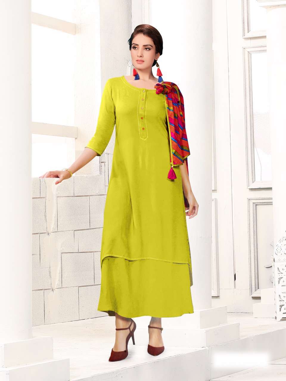 CHIGI WIGI BY KHAYYIRA 2201 TO 2206 SERIES STYLISH FANCY BEAUTIFUL COLORFUL CASUAL WEAR & ETHNIC WEAR RAYON COTTON 14 KG  KURTIS AT WHOLESALE PRICE