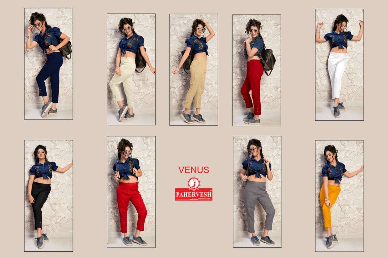 VENUS BY PAHERVESH 1001 TO 1009 SERIES BEAUTIFUL STYLISH FANCY COLORFUL PARTY WEAR & ETHNIC WEAR COTTON FLEX PANTS AT WHOLESALE PRICE