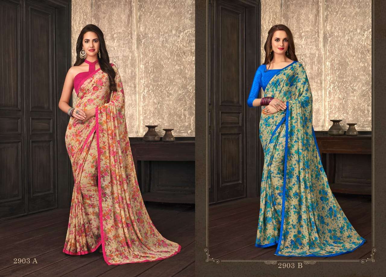 GULDASTA 9 EDITION BY RUCHI SAREE 2901-A TO 2910-B SERIES INDIAN TRADITIONAL WEAR COLLECTION BEAUTIFUL STYLISH FANCY COLORFUL PARTY WEAR & OCCASIONAL WEAR JASMINE GEORGETTE SAREES AT WHOLESALE PRICE