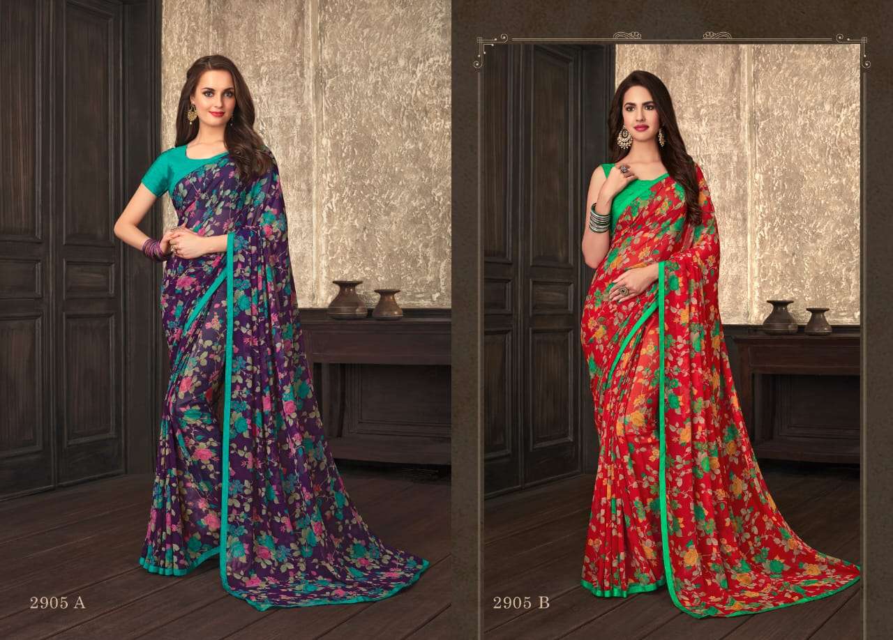 GULDASTA 9 EDITION BY RUCHI SAREE 2901-A TO 2910-B SERIES INDIAN TRADITIONAL WEAR COLLECTION BEAUTIFUL STYLISH FANCY COLORFUL PARTY WEAR & OCCASIONAL WEAR JASMINE GEORGETTE SAREES AT WHOLESALE PRICE