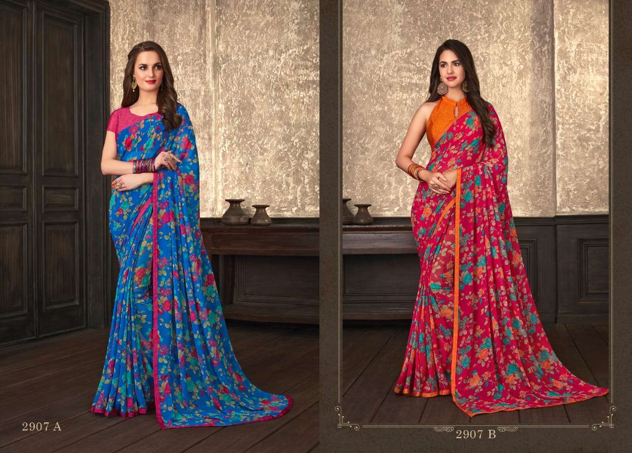 GULDASTA 9 EDITION BY RUCHI SAREE 2901-A TO 2910-B SERIES INDIAN TRADITIONAL WEAR COLLECTION BEAUTIFUL STYLISH FANCY COLORFUL PARTY WEAR & OCCASIONAL WEAR JASMINE GEORGETTE SAREES AT WHOLESALE PRICE