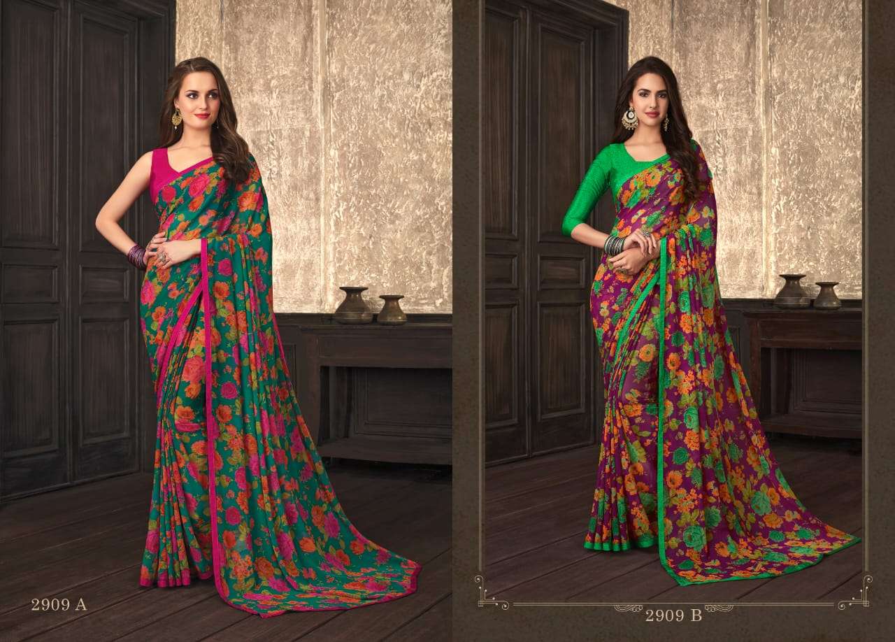 GULDASTA 9 EDITION BY RUCHI SAREE 2901-A TO 2910-B SERIES INDIAN TRADITIONAL WEAR COLLECTION BEAUTIFUL STYLISH FANCY COLORFUL PARTY WEAR & OCCASIONAL WEAR JASMINE GEORGETTE SAREES AT WHOLESALE PRICE