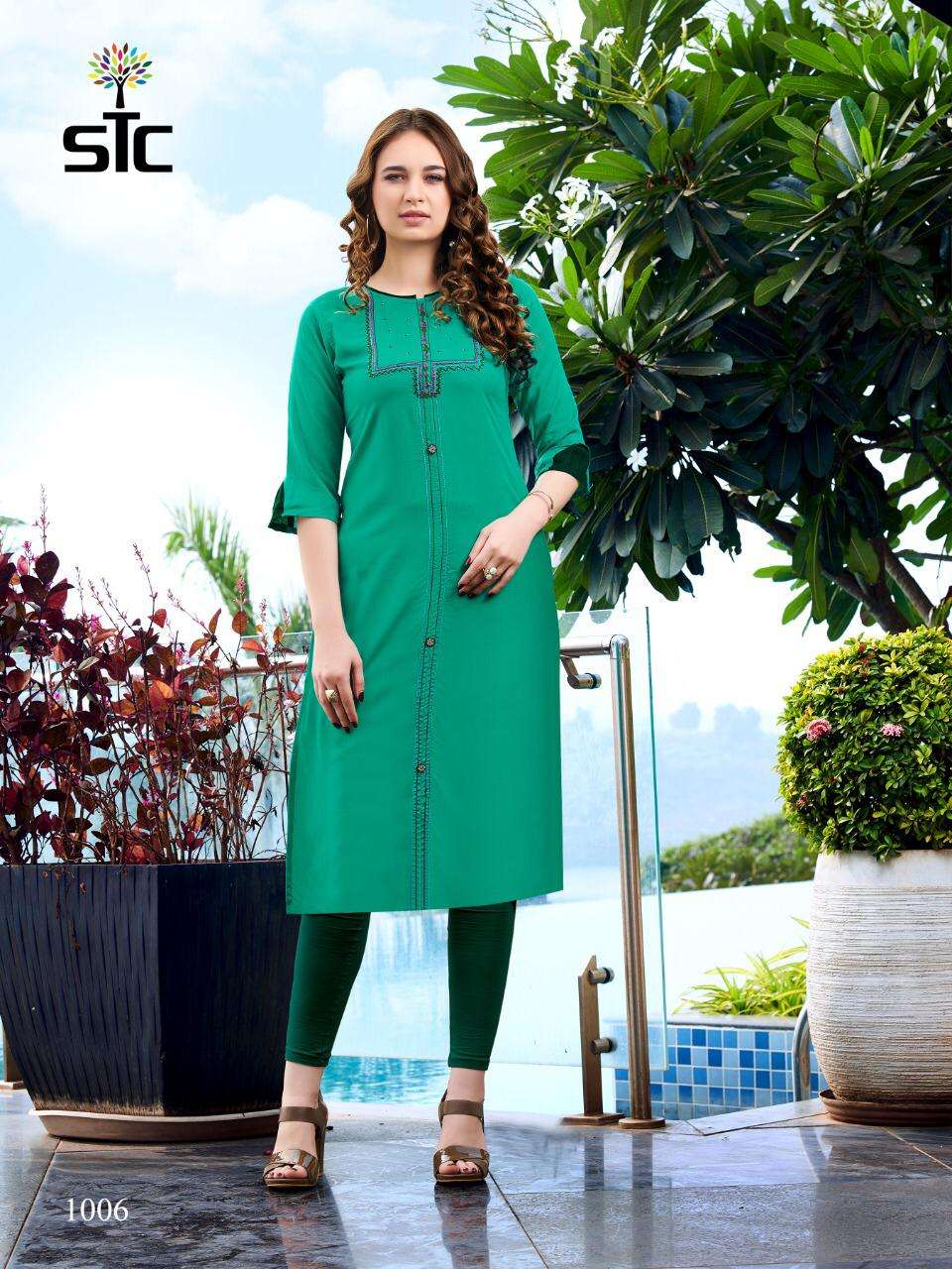 AARVI VOL-1 BY STC 1001 TO 1006 SERIES BEAUTIFUL STYLISH COLORFUL FANCY PARTY WEAR & ETHNIC WEAR & READY TO WEAR RAYON PREMIUM KURTIS AT WHOLESALE PRICE