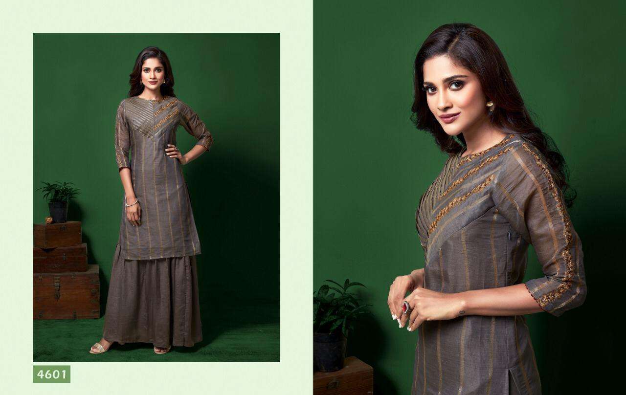 FIRDAUS BY NITARA 4601 TO 4605 SERIES STYLISH FANCY BEAUTIFUL COLORFUL CASUAL WEAR & ETHNIC WEAR VARIETY OF EXCLUSIVE FABRIC KURTIS WITH BOTTOM AT WHOLESALE PRICE