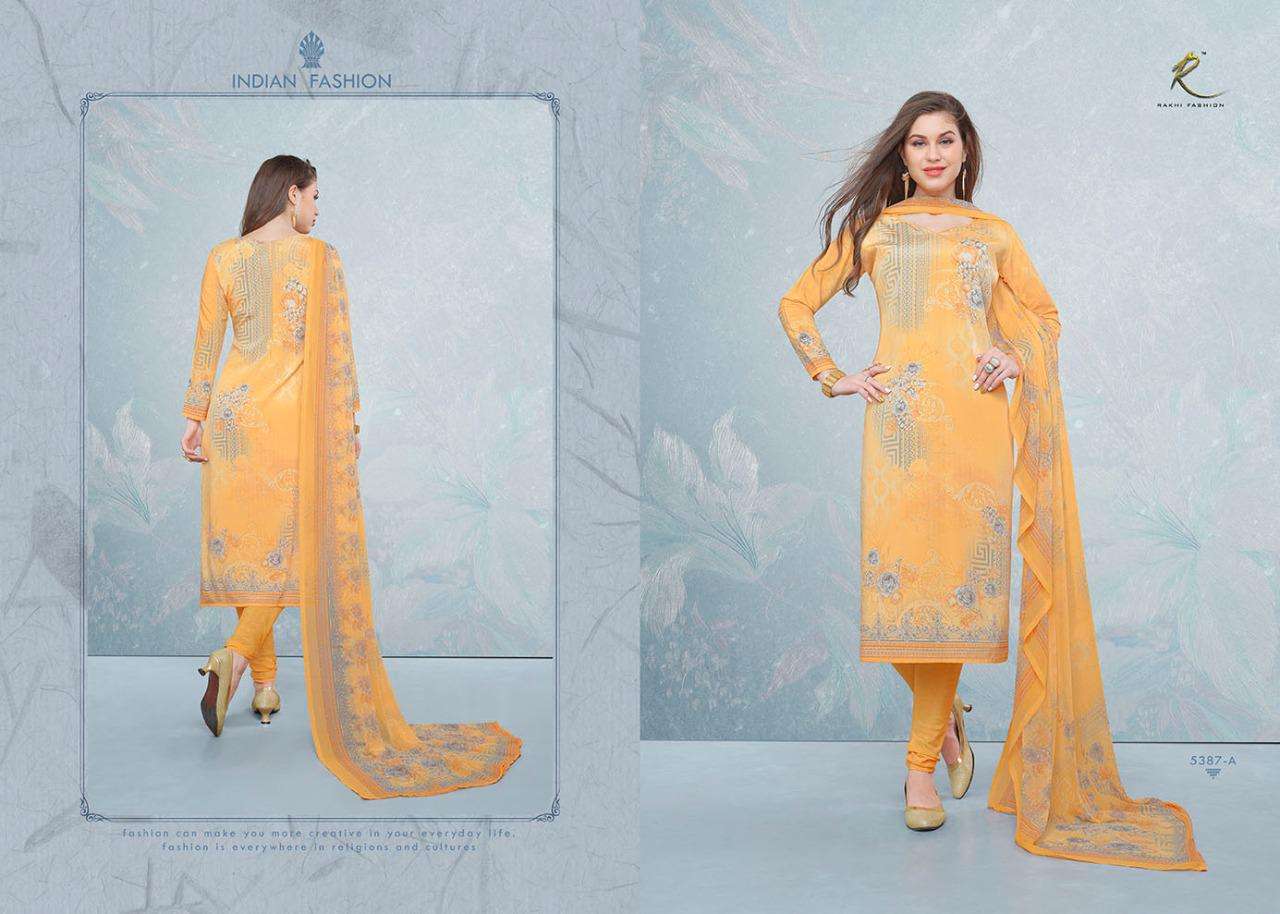 CANDY LONG SUIT 5384 SERIES BY RAKHI FASHION 5384-A TO 5387-B SERIES BEAUTIFUL STYLISH FANCY COLORFUL CASUAL WEAR & ETHNIC WEAR CREPE PRINTED DRESSES AT WHOLESALE PRICE