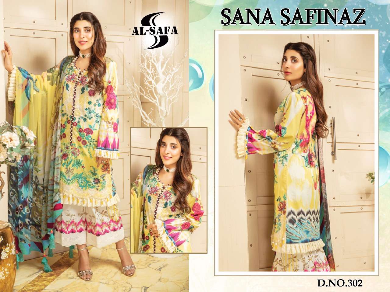 SANA SAFINAZ BY AL-SAFA 301 TO 302 SERIES BEAUTIFUL PAKISTANI SUITS COLORFUL STYLISH FANCY CASUAL WEAR & ETHNIC WEAR COTTON PRINTED WITH EMBROIDERY DRESSES AT WHOLESALE PRICE