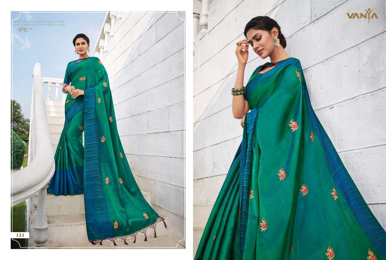 VISTARA VOL-1 BY VANYA 121 TO 139 SERIES INDIAN TRADITIONAL WEAR COLLECTION BEAUTIFUL STYLISH FANCY COLORFUL PARTY WEAR & OCCASIONAL WEAR FANCY SAREES AT WHOLESALE PRICE