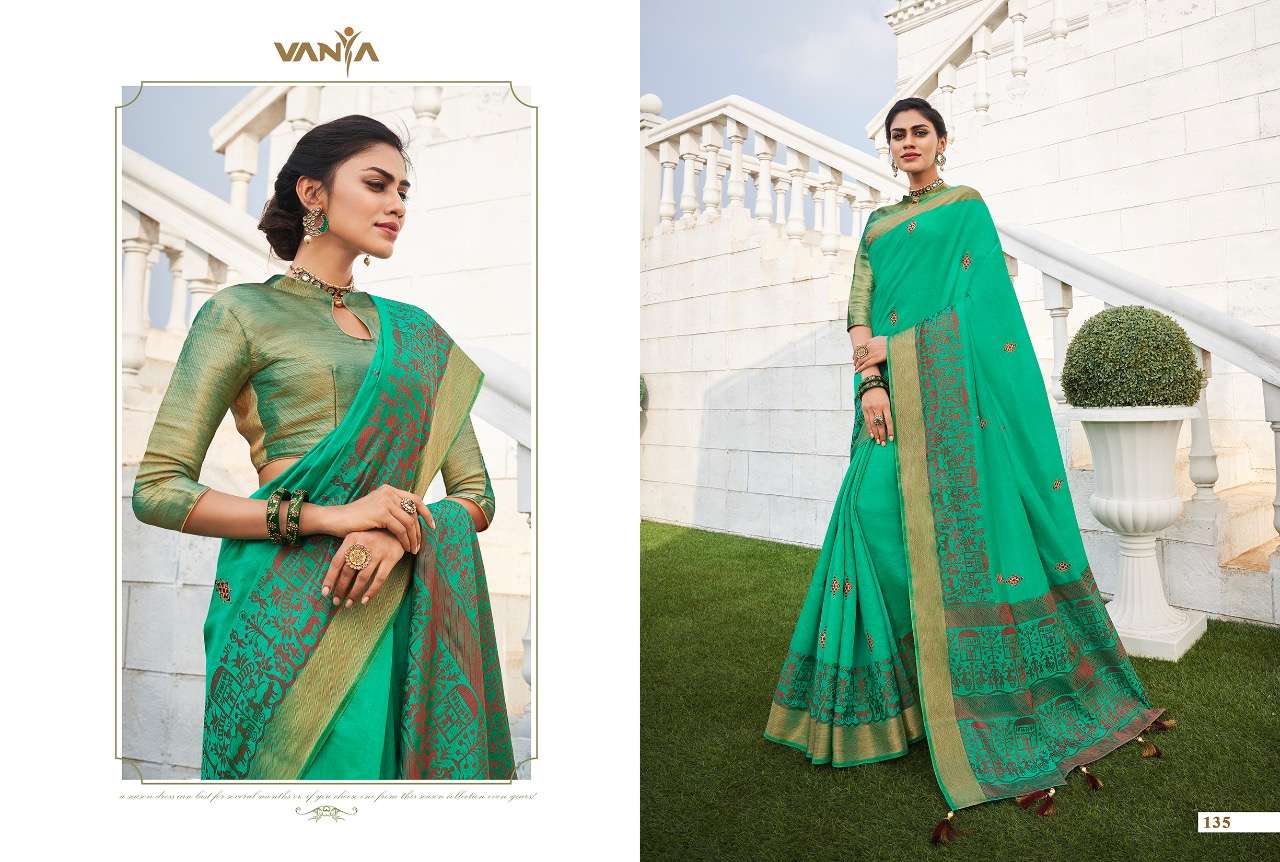 VISTARA VOL-1 BY VANYA 121 TO 139 SERIES INDIAN TRADITIONAL WEAR COLLECTION BEAUTIFUL STYLISH FANCY COLORFUL PARTY WEAR & OCCASIONAL WEAR FANCY SAREES AT WHOLESALE PRICE