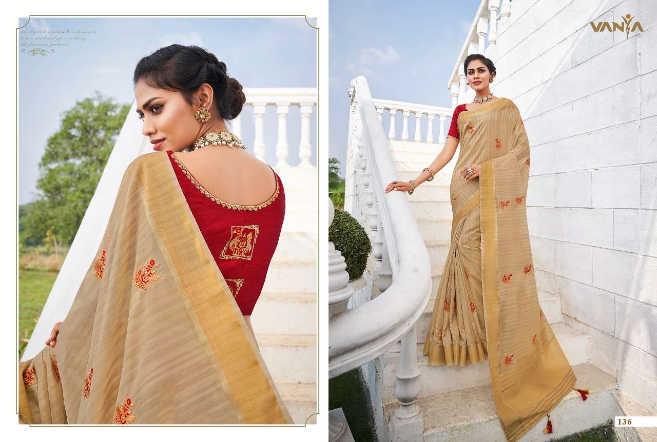 VISTARA VOL-1 BY VANYA 121 TO 139 SERIES INDIAN TRADITIONAL WEAR COLLECTION BEAUTIFUL STYLISH FANCY COLORFUL PARTY WEAR & OCCASIONAL WEAR FANCY SAREES AT WHOLESALE PRICE