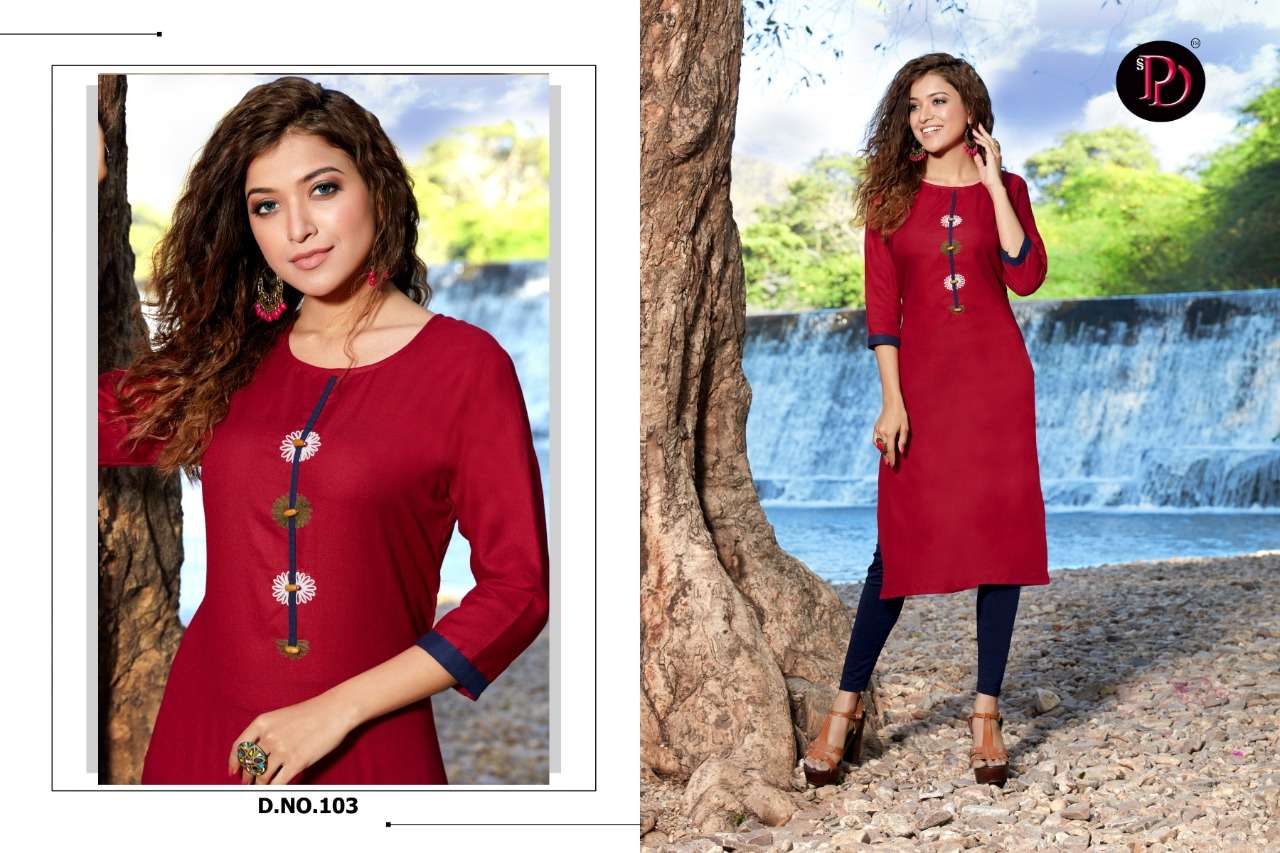 GUNJAN BY POORVI DESIGNER 101 TO 108 SERIES STYLISH FANCY COLORFUL COLLECTION CASUAL WEAR & ETHNIC WEAR COTTON SLUB WITH EMBROIDERED KURTIS AT WHOLESALE PRICE