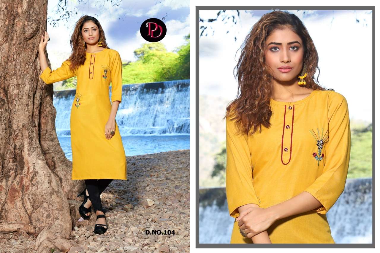 GUNJAN BY POORVI DESIGNER 101 TO 108 SERIES STYLISH FANCY COLORFUL COLLECTION CASUAL WEAR & ETHNIC WEAR COTTON SLUB WITH EMBROIDERED KURTIS AT WHOLESALE PRICE