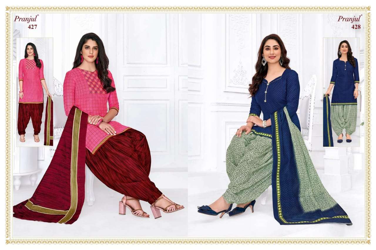 PRIYANKA VOL-4 BY PRANJUL 401 TO 456 SERIES BEAUTIFUL SUITS COLORFUL STYLISH FANCY CASUAL WEAR & ETHNIC WEAR COTTON PRINTED DRESSES AT WHOLESALE PRICE