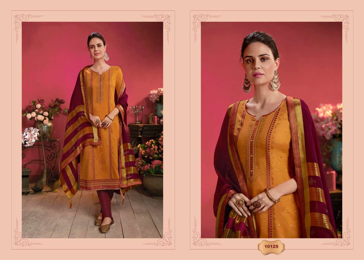 MALHAR BY 7 RAMAIYA 10121 TO 10128 SERIES BEAUTIFUL SUITS COLORFUL STYLISH FANCY CASUAL WEAR & ETHNIC WEAR JAM SILK WITH EMBROIDERY DRESSES AT WHOLESALE PRICE
