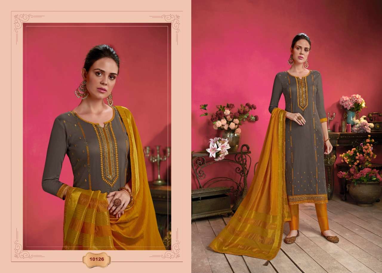 MALHAR BY 7 RAMAIYA 10121 TO 10128 SERIES BEAUTIFUL SUITS COLORFUL STYLISH FANCY CASUAL WEAR & ETHNIC WEAR JAM SILK WITH EMBROIDERY DRESSES AT WHOLESALE PRICE