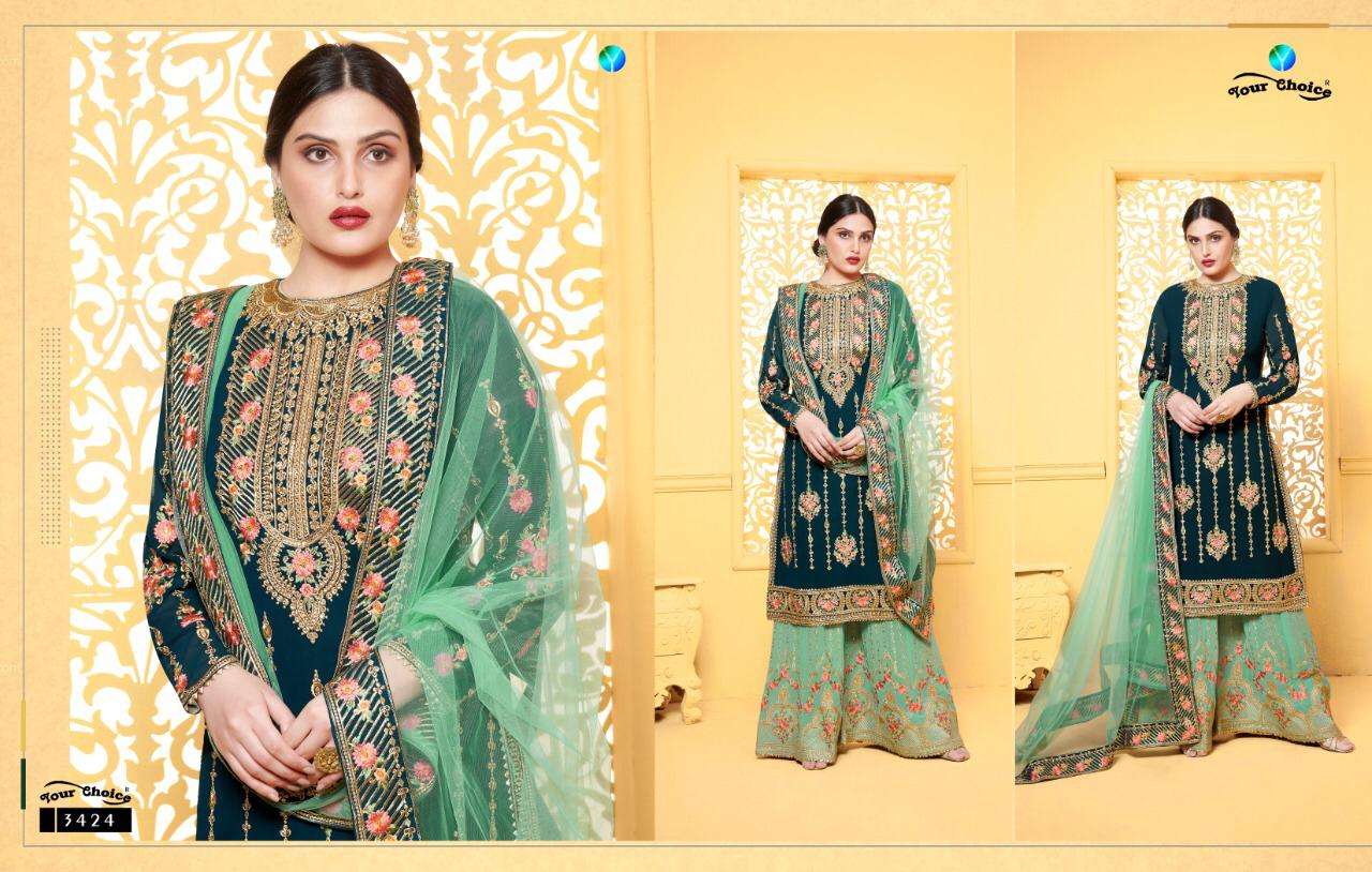 MISS WORLD VOL-2 BY YOUR CHOICE 3421 TO 3424 SERIES DESIGNER SHARARA SUITS COLLECTION BEAUTIFUL STYLISH FANCY COLORFUL PARTY WEAR & OCCASIONAL WEAR GEORGETTE WITH EMBROIDERY DRESSES AT WHOLESALE PRICE
