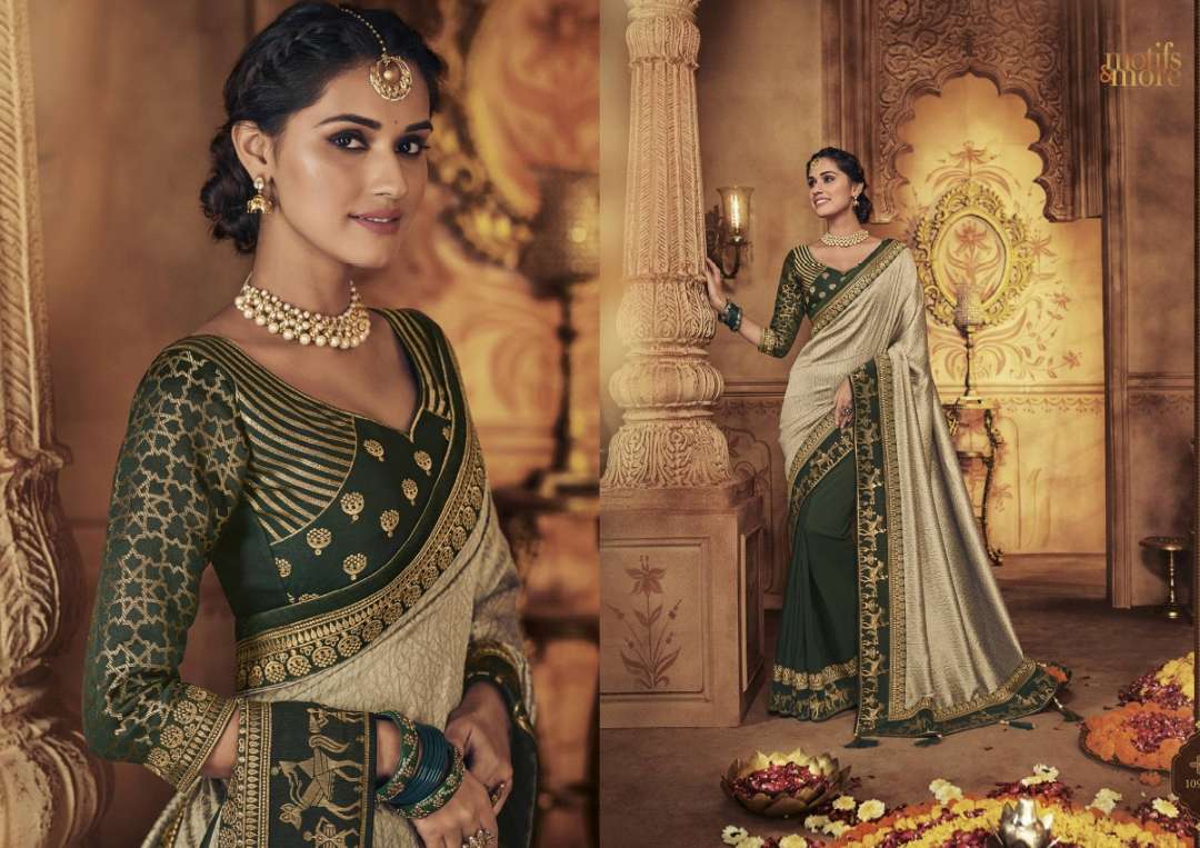 M & M-9 BY MOTIFS AND MORS 10901 TO 10916 SERIES INDIAN TRADITIONAL WEAR COLLECTION BEAUTIFUL STYLISH FANCY COLORFUL PARTY WEAR & OCCASIONAL WEAR FANCY PRINTED SAREES AT WHOLESALE PRICE