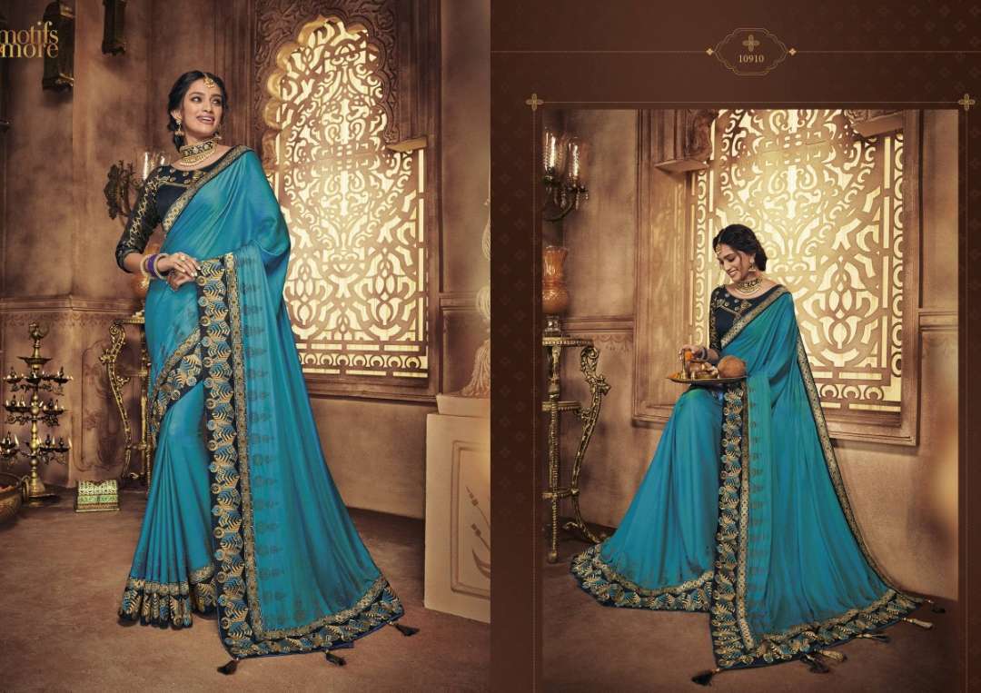 M & M-9 BY MOTIFS AND MORS 10901 TO 10916 SERIES INDIAN TRADITIONAL WEAR COLLECTION BEAUTIFUL STYLISH FANCY COLORFUL PARTY WEAR & OCCASIONAL WEAR FANCY PRINTED SAREES AT WHOLESALE PRICE