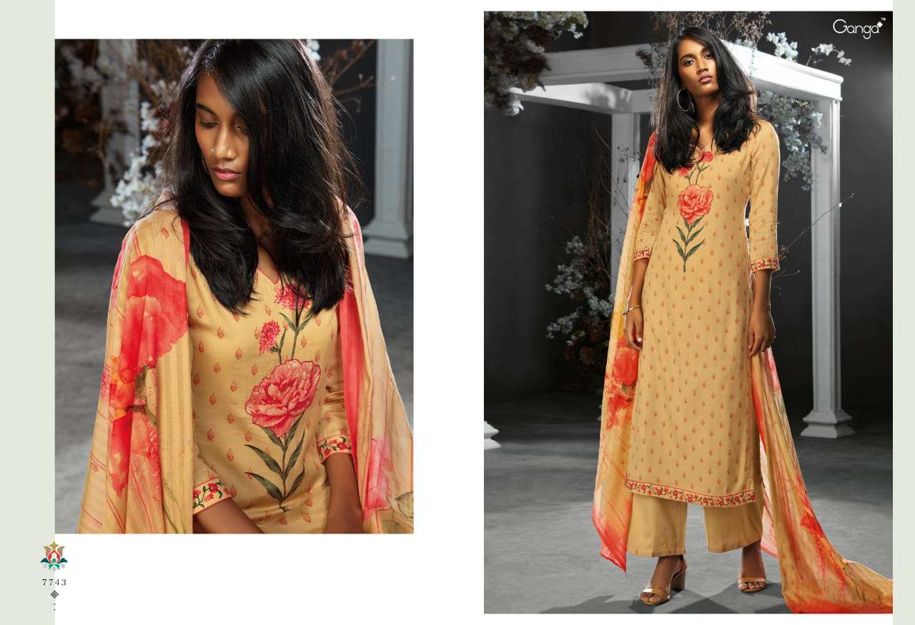 TASHIM BY GANGA FASHION 7737 TO 7745 SERIES INDIAN TRADITIONAL WEAR COLLECTION BEAUTIFUL STYLISH FANCY COLORFUL PARTY WEAR & OCCASIONAL WEAR FINEST COTTON SATIN PRINTED DRESSES AT WHOLESALE PRICE