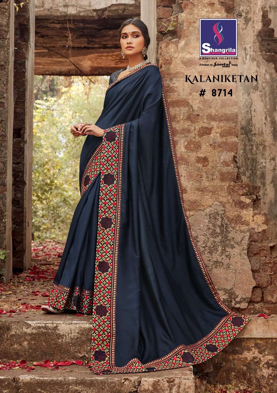 KALANIKETAN BY SHANGRILA 8711 TO 8718 SERIES INDIAN TRADITIONAL WEAR COLLECTION BEAUTIFUL STYLISH FANCY COLORFUL PARTY WEAR & OCCASIONAL WEAR PURE SOFT SILK SAREES AT WHOLESALE PRICE