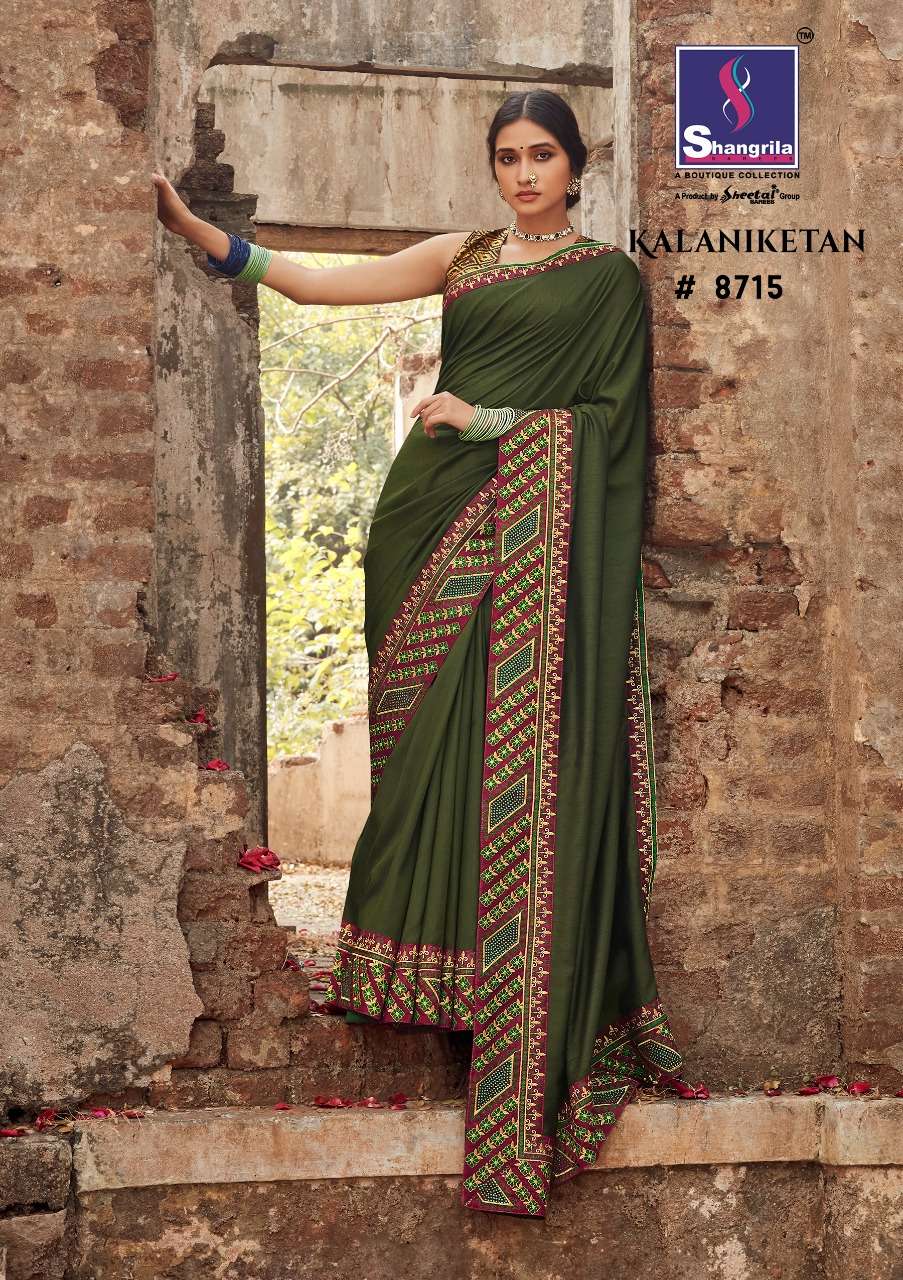 KALANIKETAN BY SHANGRILA 8711 TO 8718 SERIES INDIAN TRADITIONAL WEAR COLLECTION BEAUTIFUL STYLISH FANCY COLORFUL PARTY WEAR & OCCASIONAL WEAR PURE SOFT SILK SAREES AT WHOLESALE PRICE