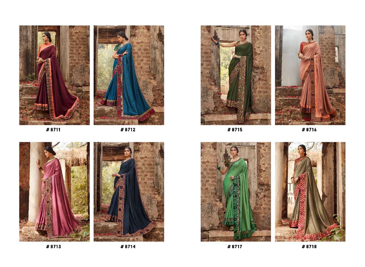 KALANIKETAN BY SHANGRILA 8711 TO 8718 SERIES INDIAN TRADITIONAL WEAR COLLECTION BEAUTIFUL STYLISH FANCY COLORFUL PARTY WEAR & OCCASIONAL WEAR PURE SOFT SILK SAREES AT WHOLESALE PRICE
