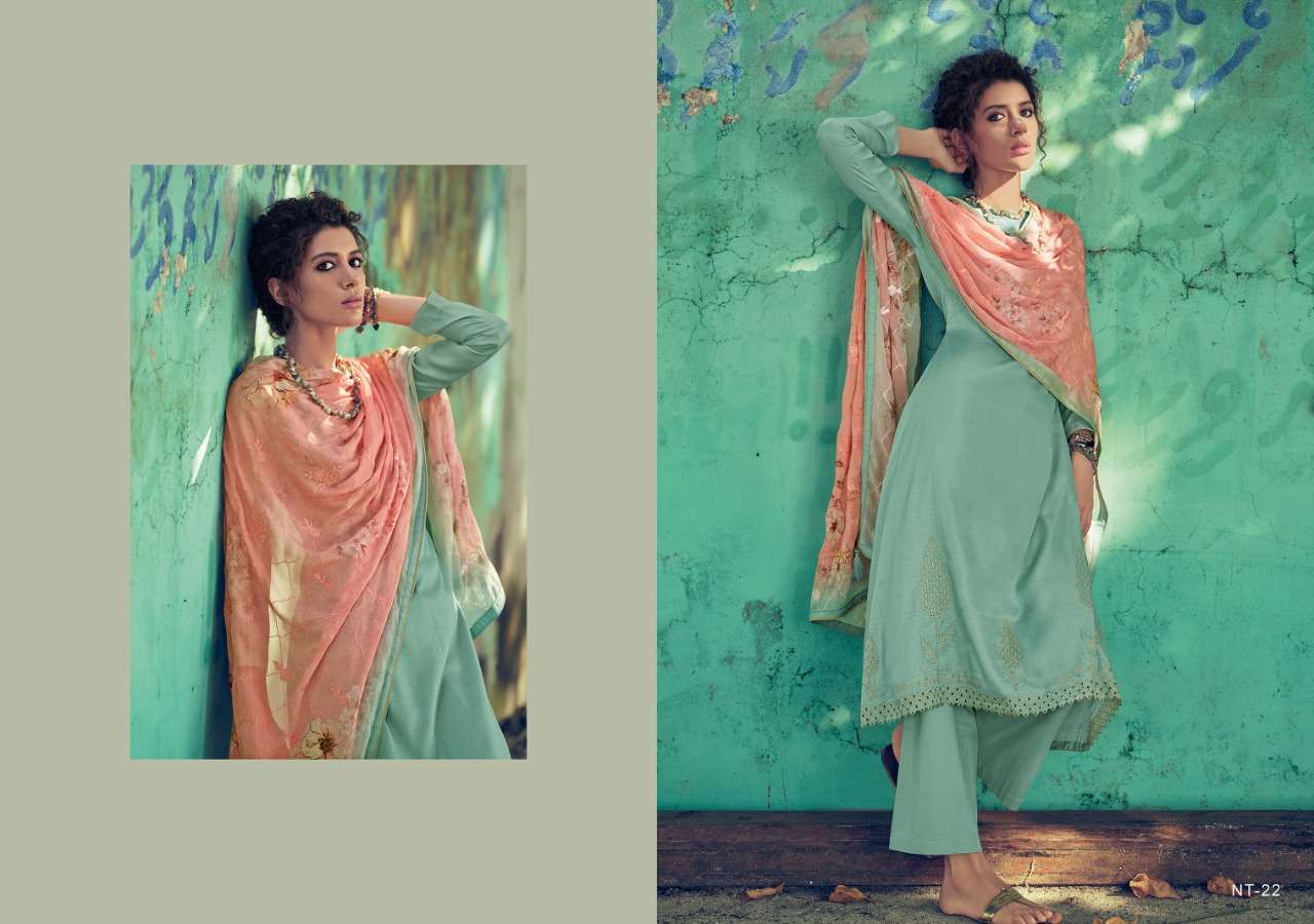 NITARA BY VARSHA FASHION 21 TO 26 SERIES BEAUTIFUL SUITS COLORFUL STYLISH FANCY CASUAL WEAR & ETHNIC WEAR TUSSAR SILK WITH EMBROIDERY DRESSES AT WHOLESALE PRICE