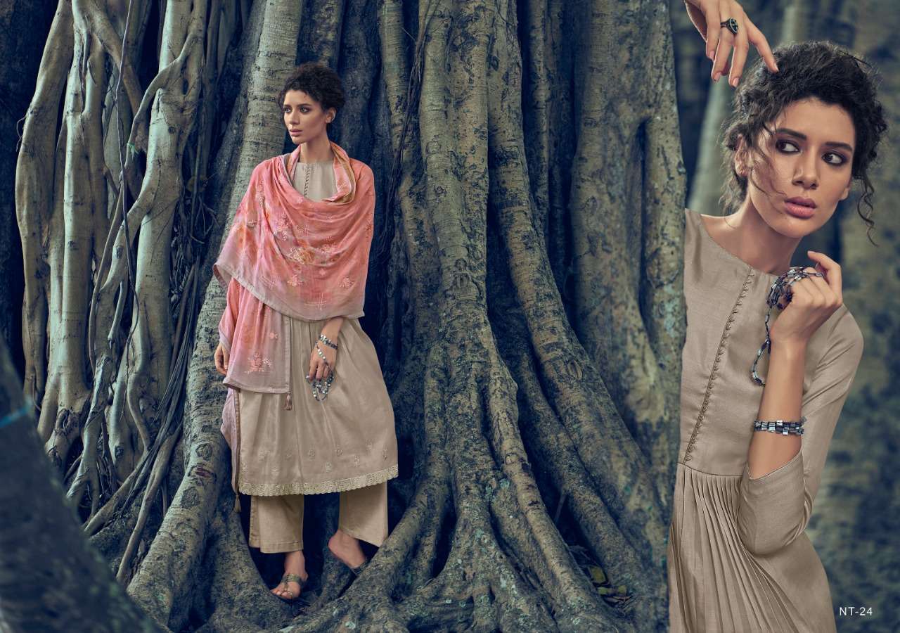 NITARA BY VARSHA FASHION 21 TO 26 SERIES BEAUTIFUL SUITS COLORFUL STYLISH FANCY CASUAL WEAR & ETHNIC WEAR TUSSAR SILK WITH EMBROIDERY DRESSES AT WHOLESALE PRICE