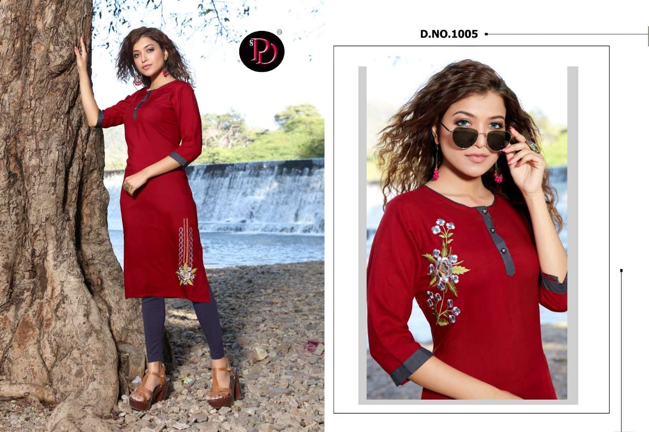ALISHA BY POORVI DESIGNER 1001 TO 1006 SERIES BEAUTIFUL STYLISH FANCY COLORFUL CASUAL WEAR & ETHNIC WEAR & READY TO WEAR RAYON EMBROIDERY KURTIS AT WHOLESALE PRICE
