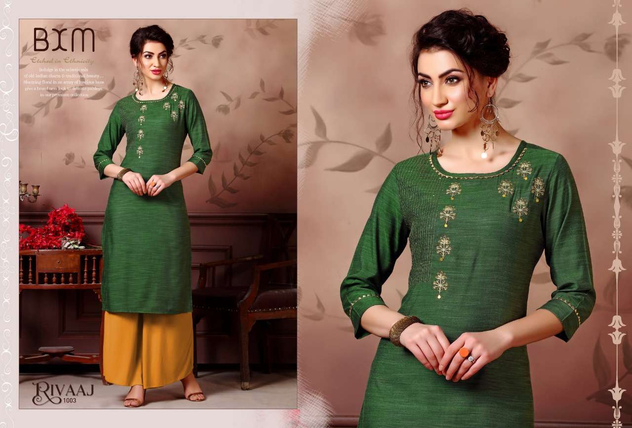 RIVAAJ BY BXM 1001 TO 1008 SERIES BEAUTIFUL STYLISH FANCY COLORFUL CASUAL WEAR & ETHNIC WEAR & READY TO WEAR RAYON SILK KURTIS AT WHOLESALE PRICE