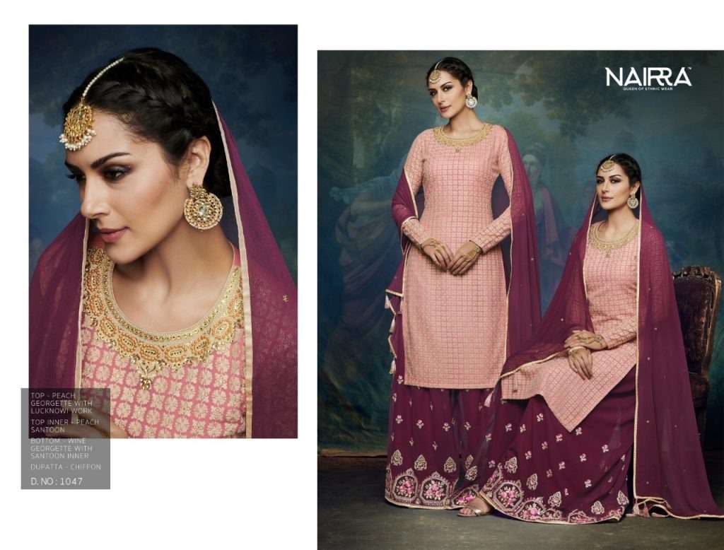 BLITZ BY NAIRRA 1045 TO 1050 SERIES DESIGNER FESTIVE SUITS COLLECTION BEAUTIFUL STYLISH FANCY COLORFUL PARTY WEAR & OCCASIONAL WEAR GEORGETTE EMBROIDERED DRESSES AT WHOLESALE PRICE