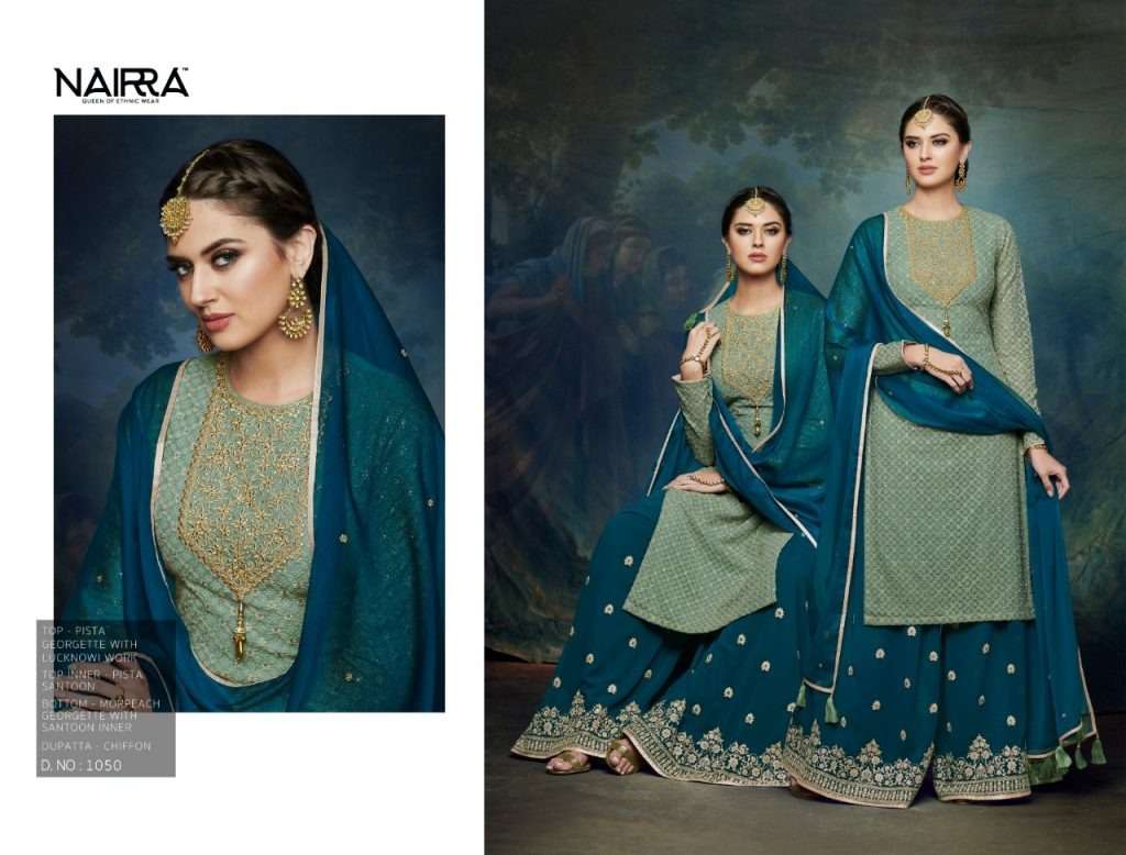 BLITZ BY NAIRRA 1045 TO 1050 SERIES DESIGNER FESTIVE SUITS COLLECTION BEAUTIFUL STYLISH FANCY COLORFUL PARTY WEAR & OCCASIONAL WEAR GEORGETTE EMBROIDERED DRESSES AT WHOLESALE PRICE