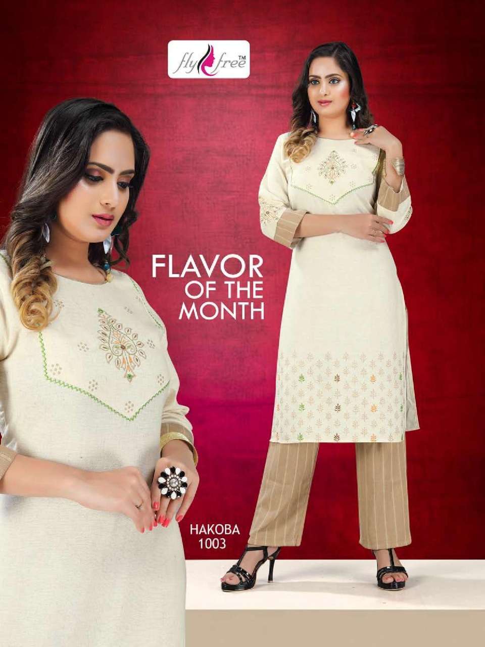 HAKOBA BY FLY FREE 1001 TO 1006 SERIES BEAUTIFUL COLORFUL STYLISH FANCY CASUAL WEAR & ETHNIC WEAR & READY TO WEAR RAYON FLEX AND HANDLOOM LINING KURTIS AT WHOLESALE PRICE