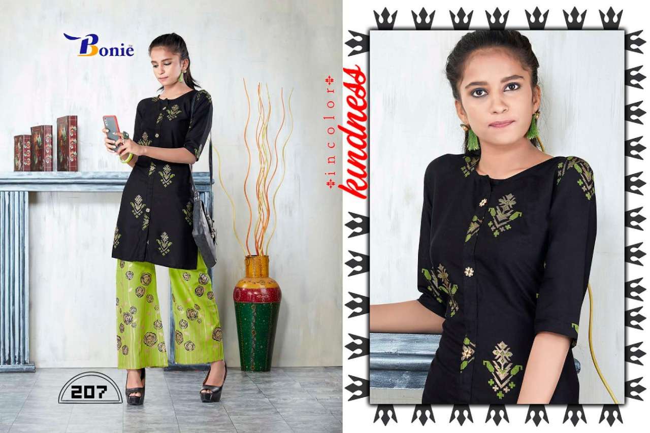 PRETTY GIRL VOL-2 BY BONIE 201 TO 208 SERIES BEAUTIFUL COLORFUL STYLISH FANCY CASUAL WEAR & ETHNIC WEAR & READY TO WEAR HEAVY RAYON KURTIS AT WHOLESALE PRICE