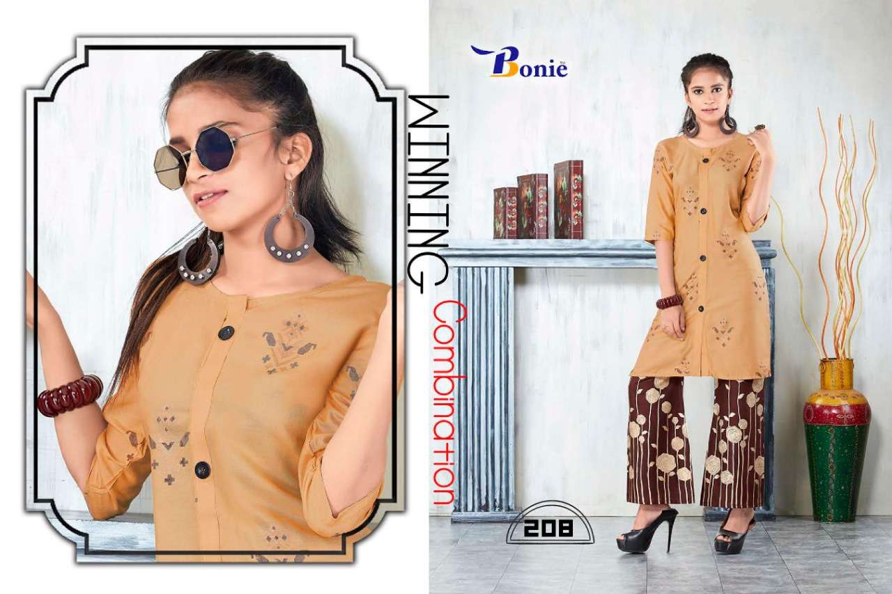PRETTY GIRL VOL-2 BY BONIE 201 TO 208 SERIES BEAUTIFUL COLORFUL STYLISH FANCY CASUAL WEAR & ETHNIC WEAR & READY TO WEAR HEAVY RAYON KURTIS AT WHOLESALE PRICE