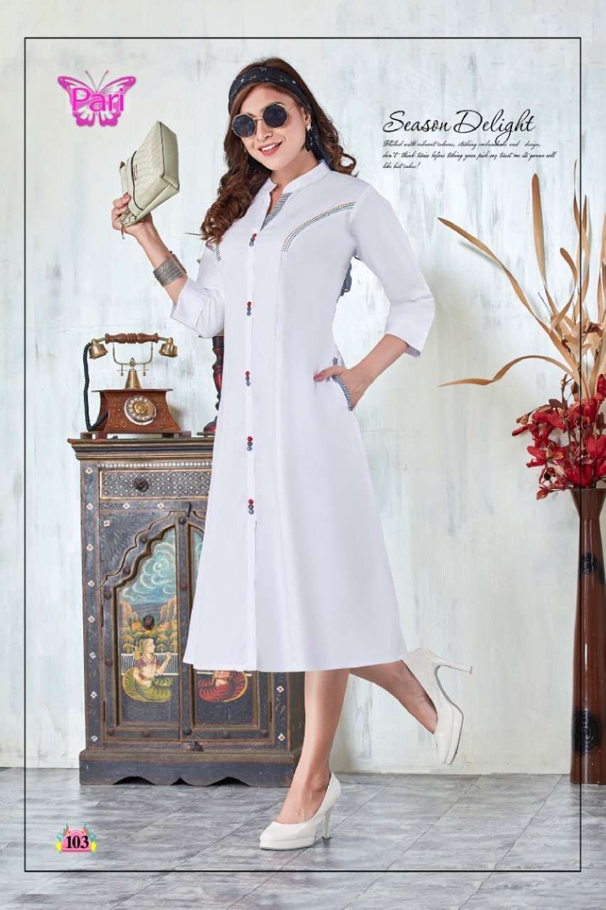 ZOYA BY PARI 101 TO 108 SERIES BEAUTIFUL COLORFUL STYLISH FANCY CASUAL WEAR & ETHNIC WEAR & READY TO WEAR HEAVY COTTON KURTIS AT WHOLESALE PRICE