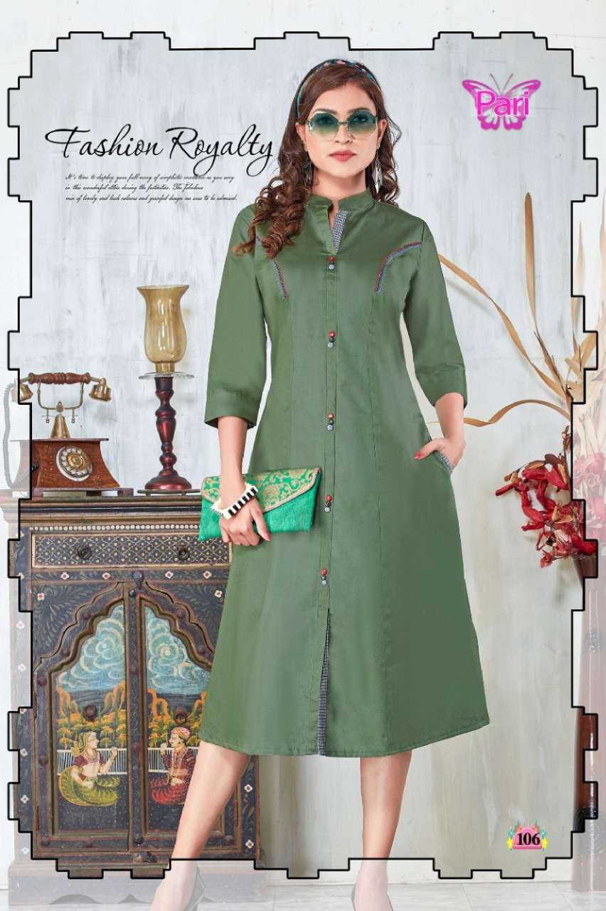 ZOYA BY PARI 101 TO 108 SERIES BEAUTIFUL COLORFUL STYLISH FANCY CASUAL WEAR & ETHNIC WEAR & READY TO WEAR HEAVY COTTON KURTIS AT WHOLESALE PRICE